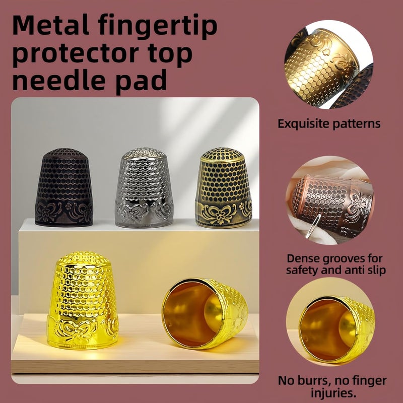 RyanDesign Metal Thimbles (4-Pack) - Size 9 Stainless Steel Finger Protector for Hand Sewing, Quilting, Embroidery | Comfort-Fit with Anti-Slip Grooves & Breathable Design - Image 4